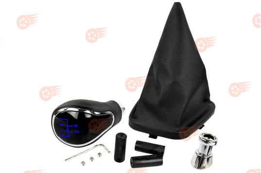 Ручка КПП хром, синяя подсветка Sal-Man с пыльником на ВАЗ 2110, 2111, 2112_1