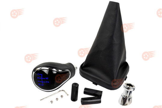 Ручка КПП хром, синяя подсветка Sal-Man с пыльником на ВАЗ 2113, 2114, 2115_1