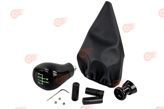 Ручка КПП черный лак, зеленая подсветка Sal-Man с пыльником на ВАЗ 2108, 2109, 21099_1