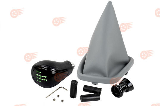 Ручка КПП черный лак, зеленая подсветка Sal-Man с серым пыльником на на ВАЗ 2110, 2111, 2112_1