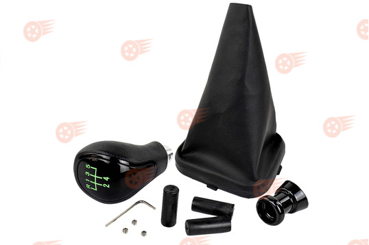 Ручка КПП черный лак, зеленая подсветка Sal-Man с пыльником на ВАЗ 2113, 2114, 2115_1