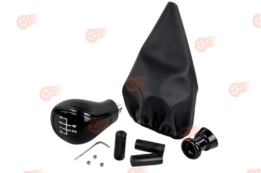 Ручка КПП черный лак, белая подсветка Sal-Man с пыльником на ВАЗ 2108, 2109, 21099_1