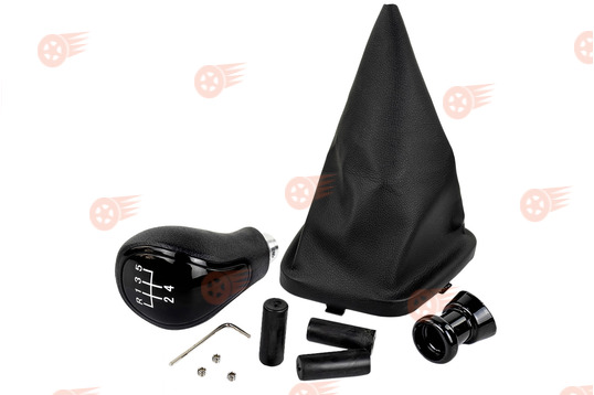 Ручка КПП черный лак, белая подсветка Sal-Man с пыльником на ВАЗ 2110, 2111, 2112_1