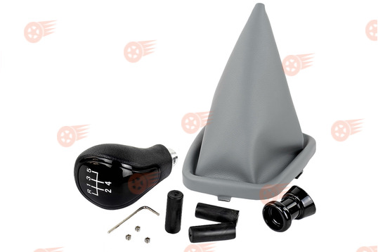 Ручка КПП черный лак, белая подсветка Sal-Man с серым пыльником на ВАЗ 2110, 2111, 2112_1