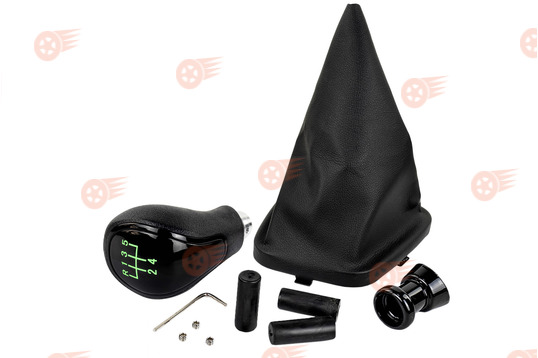 Ручка КПП черный лак, зеленая подсветка Sal-Man с пыльником на на ВАЗ 2110, 2111, 2112_1