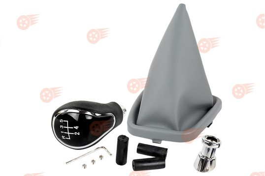 Ручка КПП хром, белая подсветка Sal-Man с серым пыльником на ВАЗ 2110, 2111, 2112_1