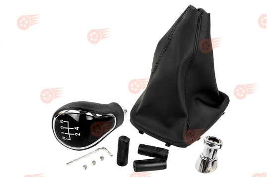 Ручка КПП хром, белая подсветка Sal-Man с пыльником на Лада Гранта с кулисой (прямоугольный шток)_1