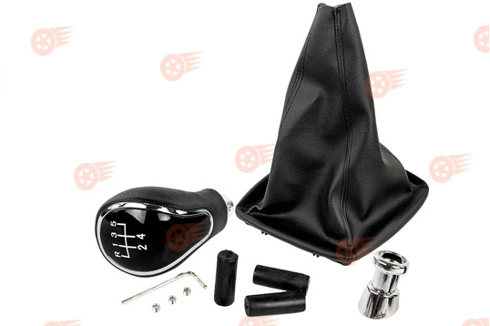 Ручка КПП хром, белая подсветка Sal-Man с пыльником на Лада Приора с кулисой (прямоугольный шток)_1