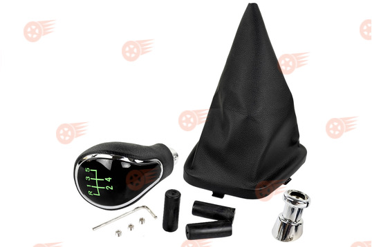 Ручка КПП хром, зеленая подсветка Sal-Man с пыльником на ВАЗ 2110, 2111, 2112_1