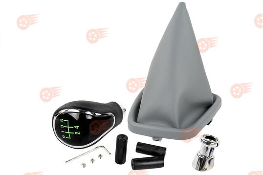 Ручка КПП хром, зеленая подсветка Sal-Man с серым пыльником на ВАЗ 2110, 2111, 2112_1