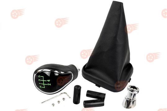 Ручка КПП хром, зеленая подсветка Sal-Man с пыльником на ВАЗ 2113, 2114, 2115_1