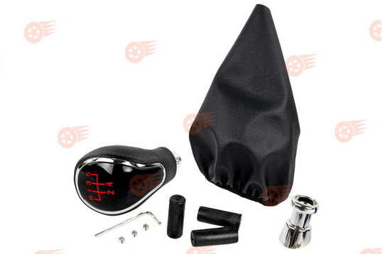 Ручка КПП хром, красная подсветка Sal-Man с пыльником на ВАЗ 2108, 2109, 21099_1