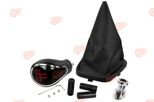 Ручка КПП хром, красная подсветка Sal-Man с пыльником на ВАЗ 2110, 2111, 2112_1