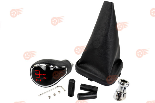 Ручка КПП хром, красная подсветка Sal-Man с пыльником на ВАЗ 2113, 2114, 2115_1