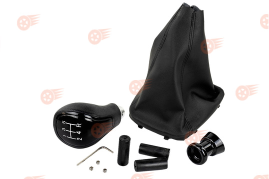 Ручка КПП черный лак, белая подсветка Sal-Man с пыльником на Лада Гранта, Гранта FL, Калина 2, Datsun с тросовым приводом_1