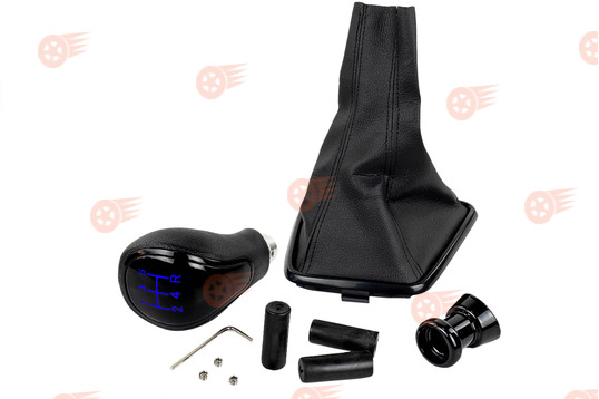 Ручка МКПП черный лак, синяя подсветка Sal-Man с пыльником на Лада Веста, Веста NG_1