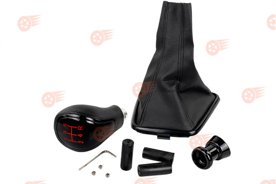 Ручка МКПП черный лак, красная подсветка Sal-Man с пыльником на Лада Веста, Веста NG_1