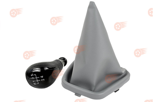 Ручка КПП с черной лаковой вставкой Sal-Man с серым пыльником на ВАЗ 2110, 2111, 2112_1