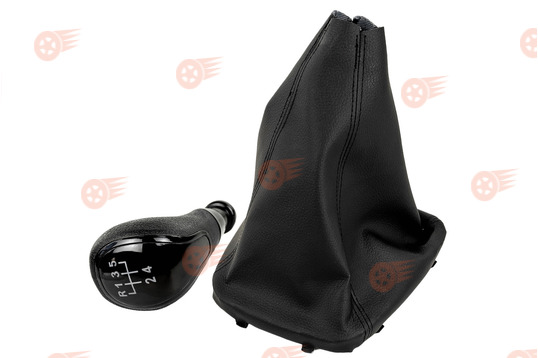 Ручка КПП с черной лаковой вставкой Sal-Man с пыльником на Лада Гранта с кулисой (прямоугольный шток)_1