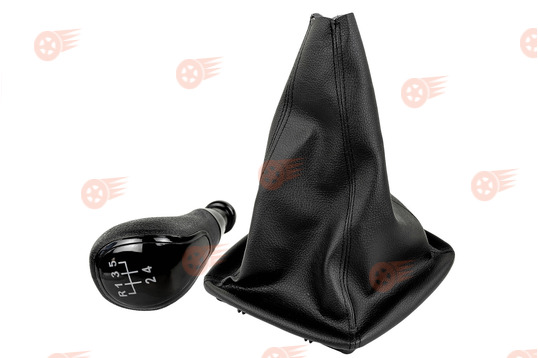 Ручка КПП с черной лаковой вставкой Sal-Man с пыльником на Лада Приора с кулисой (прямоугольный шток)_1