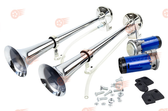 Комплект однорожковых воздушных сигналов со встроенным мотором Iskra, 2 шт универсальный_1