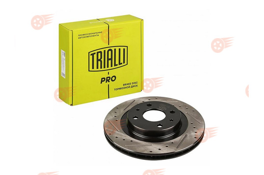 Диск тормозной передний R14 вентилируемый, с насечками и перфорацией TRIALLI PRO на ВАЗ 2110-2112, Лада Калина, Калина 2, Гранта, Гранта FL, Приора, Datsun_1
