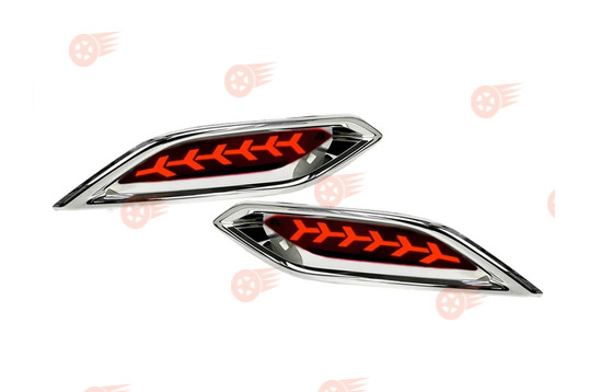 Катафоты заднего бампера диодные красные 3-режимные с узором Y и облицовкой хром на Лада Веста NG_1