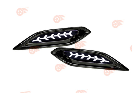 Катафоты заднего бампера диодные белые 3-режимные с узором Y и черной лаковой облицовкой на Лада Веста NG_1