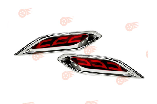 Катафоты заднего бампера диодные красные 3-режимные с узором 3 скобки и облицовкой хром на Лада Веста NG_1