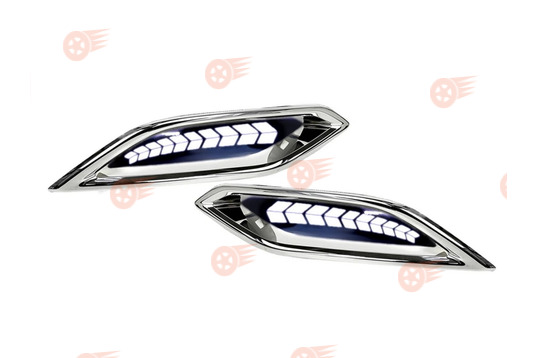 Катафоты заднего бампера диодные белые 3-режимные с узором Стрелки и облицовкой хром на Лада Веста NG_1