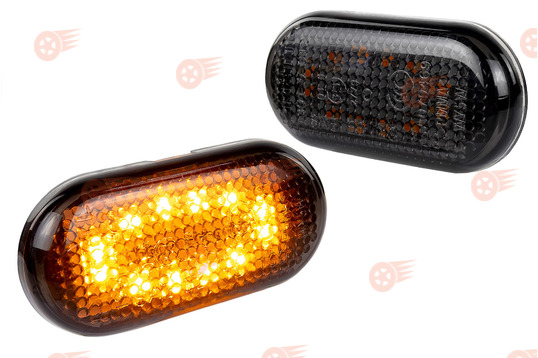 Комплект тонированных диодных указателей поворота в крылья, 2 шт ML на Лада Ларгус, Ларгус FL, Renault Duster, Logan, Logan 2, Sandero, Sandero 2_1