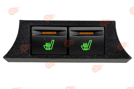 Блок кнопок обогрева сидений с зеленой подсветкой, оранжевой индикацией в тоннель пола на Лада Гранта, Калина 2, Datsun_1