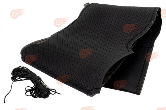 Оплетка руля с повторением анатомической формы, кожа, черная строчка Sal-Man на Лада Веста, Икс Рей_1