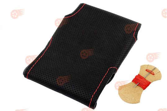 Оплетка руля 1118 с повторением анатомической формы, кожа, красная строчка Sal-Man на Лада Калина, Приора_1