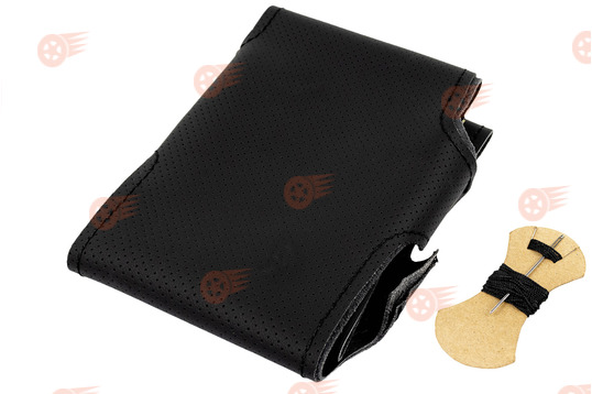 Оплетка руля 1118 с повторением анатомической формы, кожа, черная строчка Sal-Man на Лада Калина, Приора_1