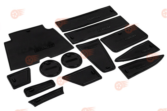 Комплект черных силиконовых ковриков панели приборов и консоли на Лада Калина 2_1