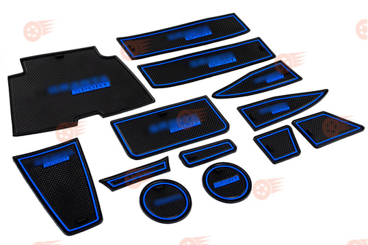 Комплект черно-синих силиконовых ковриков панели приборов и консоли нового образца на Лада Гранта FL_1