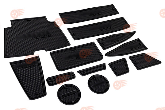 Комплект черных силиконовых ковриков панели приборов и консоли нового образца на Лада Гранта FL_1