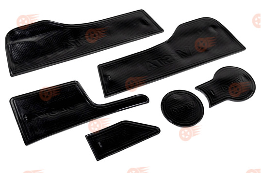 Комплект черных силиконовых ковриков панели приборов и консоли на Лада Веста 2015-2022 г.в._1