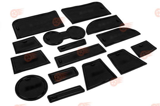 Комплект черных силиконовых ковриков панели приборов и консоли на Лада Икс Рей_1