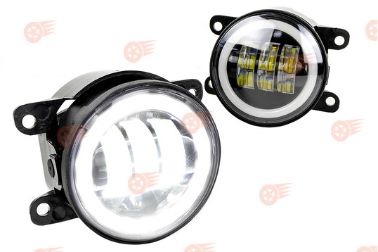 ПТФ светодиодные Эконом 46W, 2600lux с кольцом ДХО на Лада Гранта FL, Веста, Веста NG, Икс Рей, Ларгус FL, Нива Урбан, Renault_1