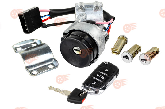 Замок зажигания старого образца с личинками и выкидным ключом в стиле Peugeot без чипа (пустой) на Лада Калина, Гранта, Нива Тревел, Шевроле Нива_1