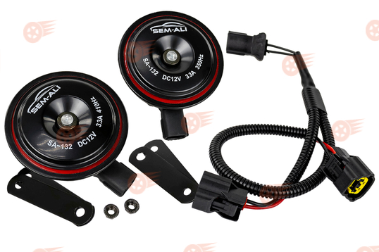 Дисковый воздушный звуковой сигнал SEM-ALI 132 c проводкой штатного подключения на KIA, Hyundai 1 поколения_1