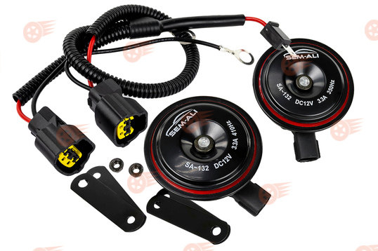 Дисковый воздушный звуковой сигнал SEM-ALI 132 c проводкой штатного подключения на Mazda 1, 2 поколений, Mitsubishi 2 поколения, Волга_1