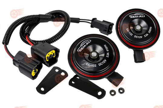 Дисковый воздушный звуковой сигнал SEM-ALI 132 c проводкой штатного подключения на KIA, Hyundai 2 поколения_1