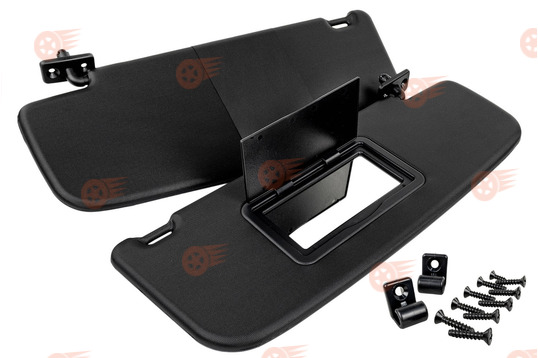 Козырьки солнцезащитные черные с открывающимся зеркалом и крепежом на Лада Калина 1_1