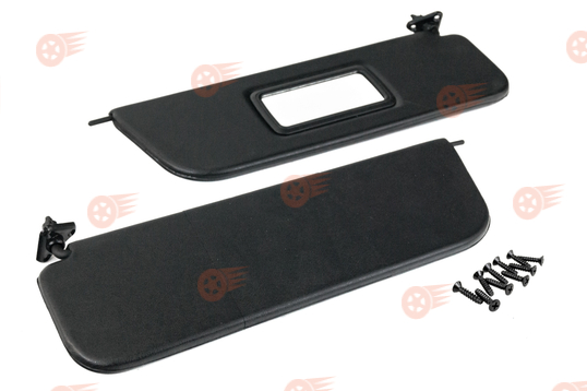 Козырьки солнцезащитные черные с зеркалом и комплектом саморезов на ВАЗ 2101-2107_1