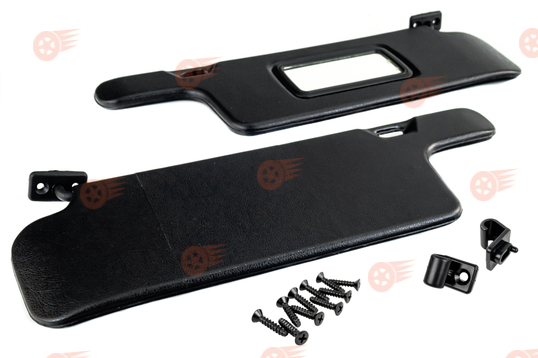 Козырьки солнцезащитные черные с зеркалом, крючками и комплектом саморезов на ВАЗ 2108-21099, 2113-2115_1