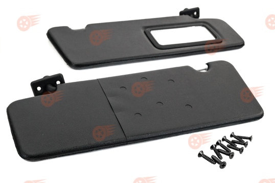 Козырьки солнцезащитные черные с зеркалом и комплектом саморезов на Лада Приора_1