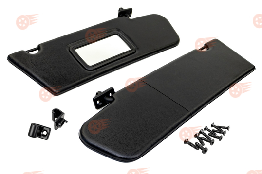 Козырьки солнцезащитные черные с зеркалом, крючками и комплектом саморезов на Шевроле Нива, Лада Нива Тревел_1